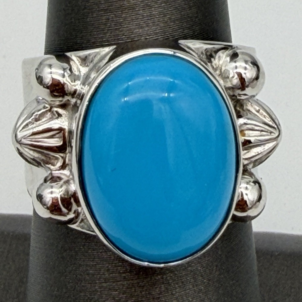 Vtg Sterling Sleeping Beauty Turquoise Ring QVC Designer Size 7‎